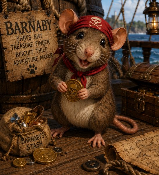 Barnaby, Ship’s rat aboard the Sea Raven