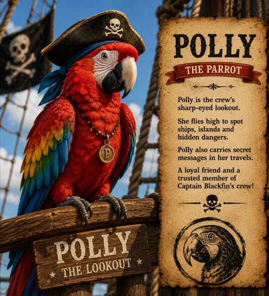 Polly, Lookout and messenger aboard the Sea Raven